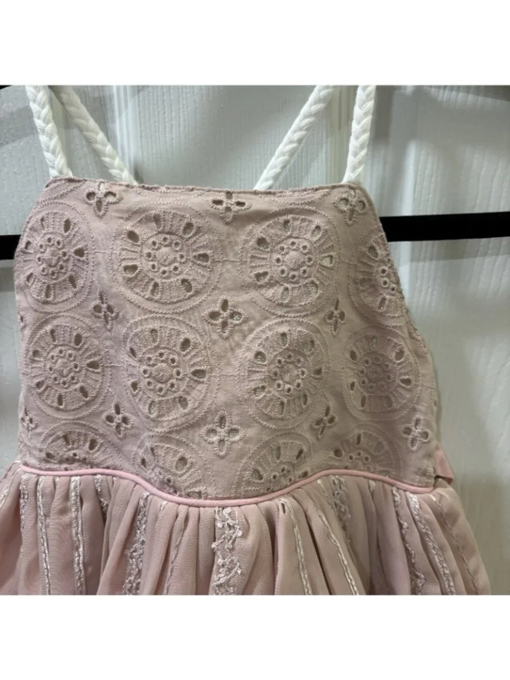 Love And Grow Pink Layered Dress Smocking Back Bow Tie Size 4T